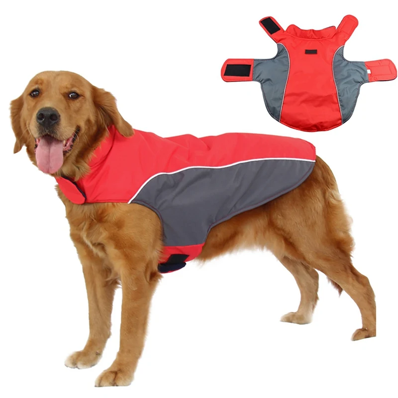 Водонепроницаемая одежда для больших собак, зимняя теплая куртка для больших собак, флисовый жилет с подкладкой для домашних животных, куртка, светоотражающий дизайн, одежда для собак
