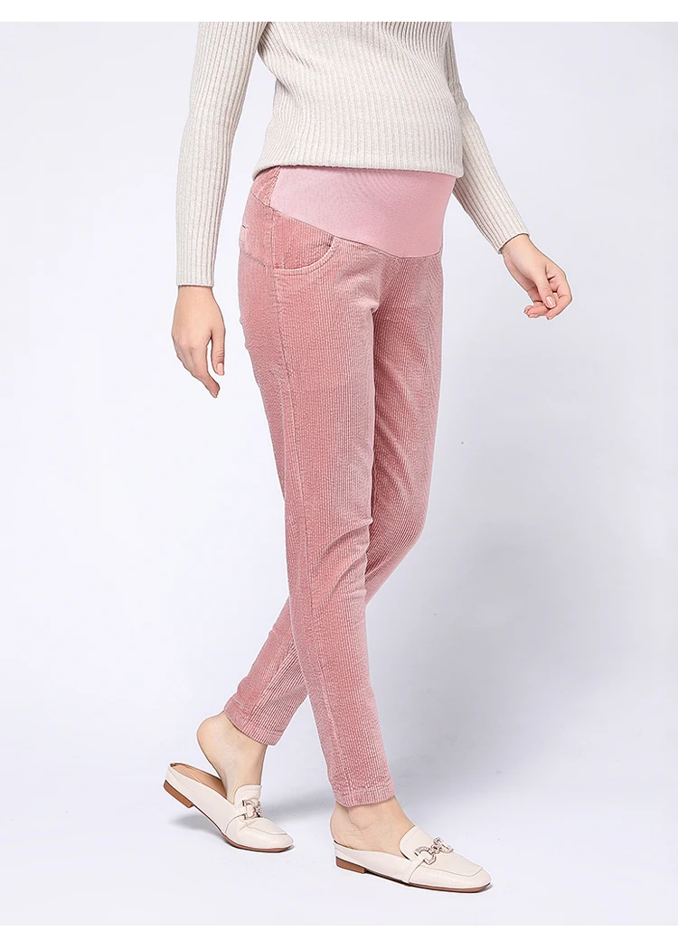 207# осенние зимние модные вельветовые брюки-карандаш для беременных женщин с высокой талией и регулируемой талией