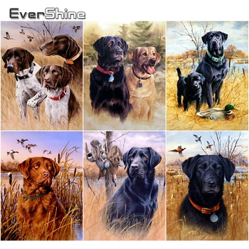 

EverShine Diamond Mosaic Dog Cross Stitch 5D Diamond Painting Fulls Quare Animals Picture Rhiestones New Arrivals Hobby Gift