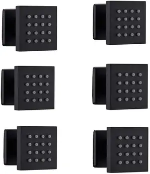 

Bathroom Solid Brass Square Chrome Plated Body Shower Body Sprays Massage Brass Body Jets Spray Body Shower (Black 6 pack)