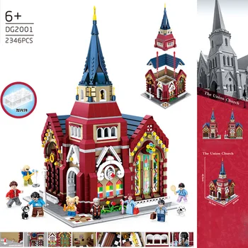 

DG2001 2346pcs Creator Street View Series The Union Church China Building Model Building Blocks Bricks Kids Toys For Children