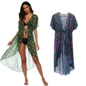 

Women Summer Floral Bikini Sun Protective Cover Up Female Casual Summer Beach Swimwear Cover-Ups Outfits