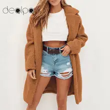 3XL плюс размер длинное пальто Тедди женское зимнее пальто пушистое пальто отложной воротник длинный рукав искусственный мех куртки пальто толстая верхняя одежда