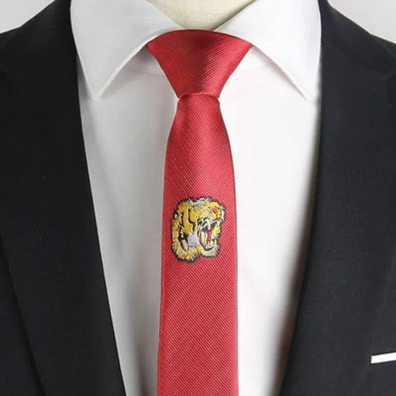 Resembles Coin laundry Relative size Corbata bordada de estilo estrecho, flor, Tigre, 5cm, personalidad, corbata  fina, de ocio, rojo y negro, Animal|Corbatas y pañuelos de mujer| -  AliExpress