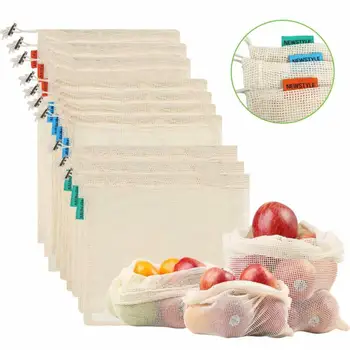 

1/6Pcs Reusable Mesh Produce Bags Grocery Fruit Vegetable Storage Shopping Eco