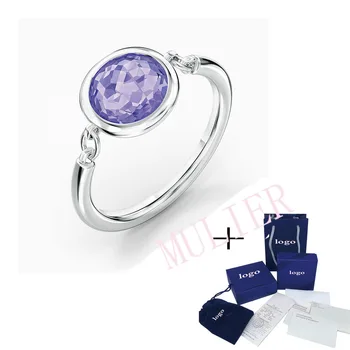 

2020 SWA new shiny and charming purple round decorative ring, elegant jewelry, the best Valentine's Day gift for your girlfriend