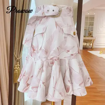 

High Quality Vintage Women Fashion Elegant Short Skirt Tide 2020 Summer Ruffles A-line Mermaid Skirts Sash Party Beach Clothes