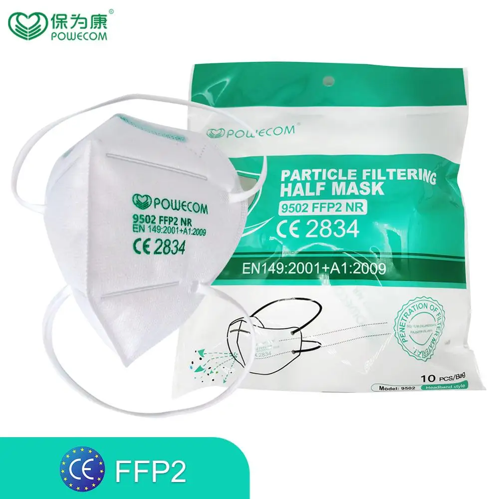 10/20/30/50 Pcs POWECOM Non-Woven Headband Style Face Mouth Masks 4-Layer Dust Filter FFP2 Dust-Proof Breathable Safety Mask | Красота и
