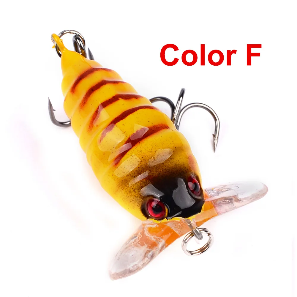 1 шт. 4 см 4,2 г 3D Vivied Eyes Насекомые Пчела рыболовная приманка бас Цикада искусственные приманки Para Pesca Crank - Цвет: F