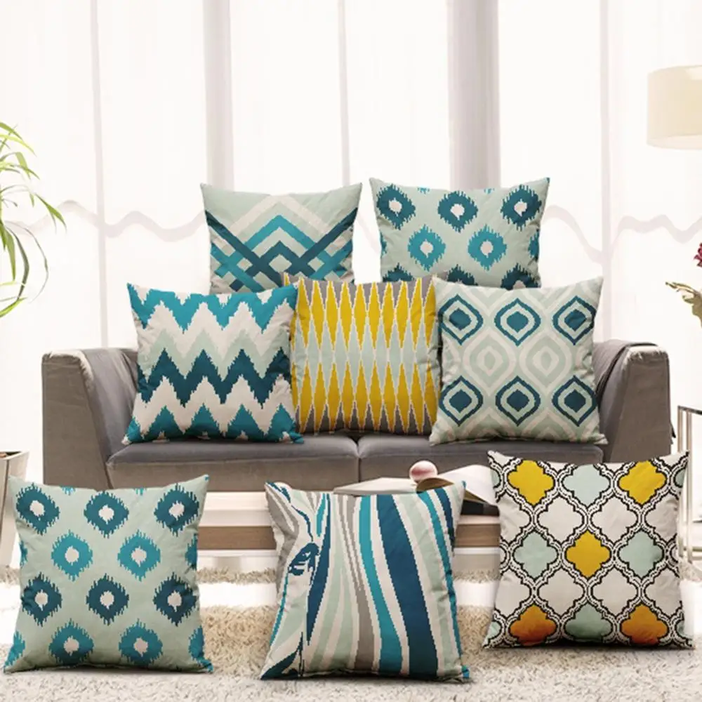 

Fashion Striped Pillowcase Geometric Lattice European Minimalist Sofa Bed Pillowcase Car Cushion Cover Without Pillow