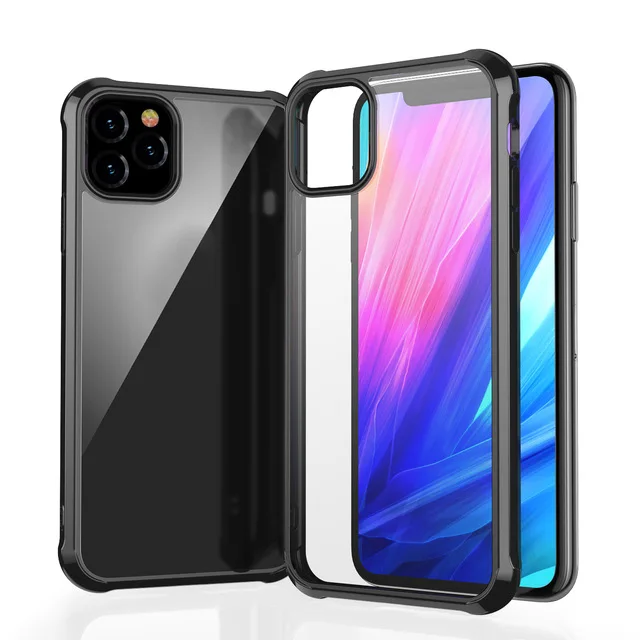 Противоударный силиконовый футляр для бампера для iphone 11 Pro Max XR Xs X 7 8 Plus Прозрачная Жесткая задняя панель с защитой камеры