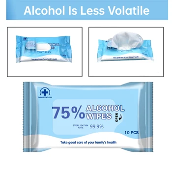 

10pcs Disinfection Antiseptic Pads Alcohol Hand Sanitizer Swabs Wet Wipes Cleaning Care Sterilization Aid Cleaning Tissue TSLM2