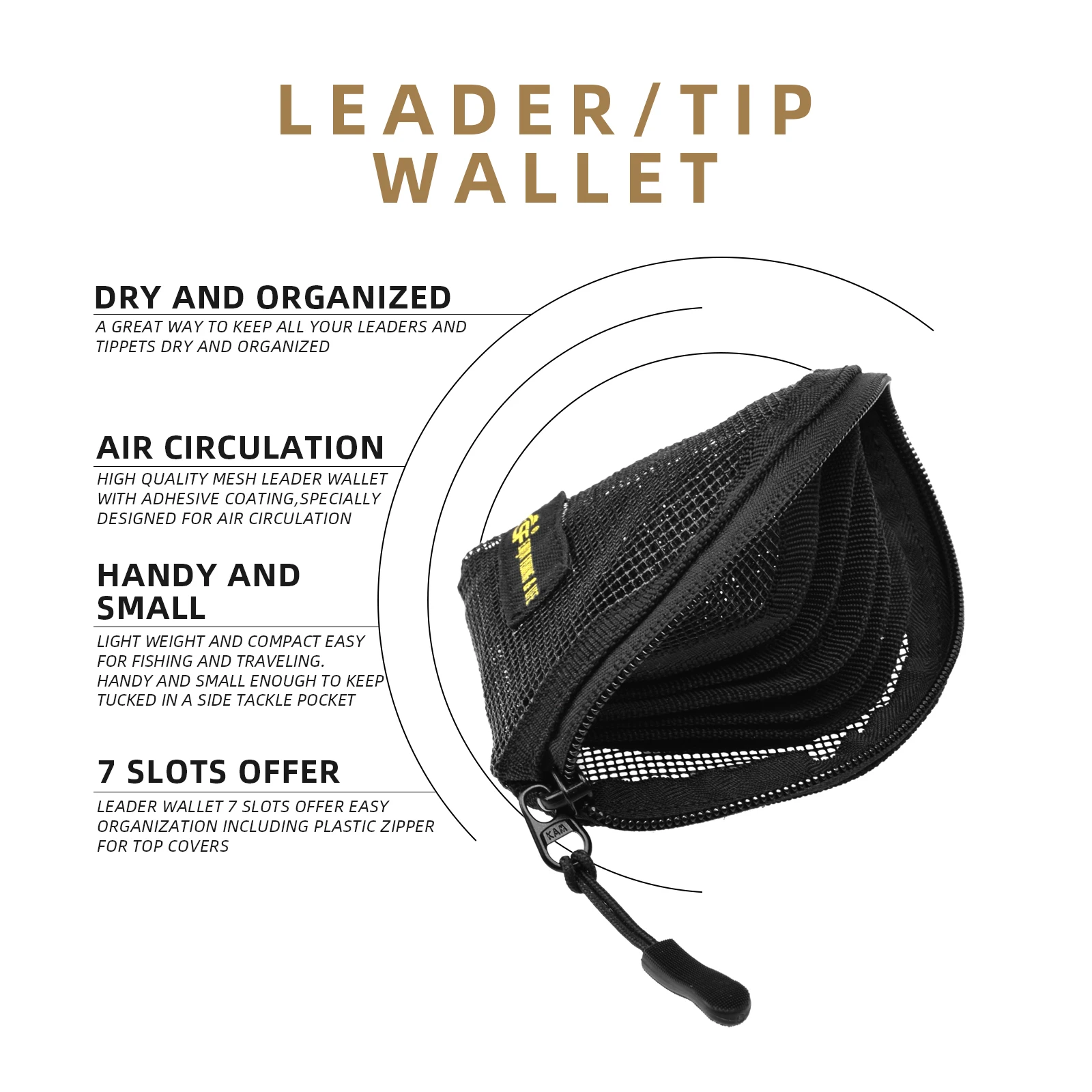 Fishing Accessories Fishing Tackle Storage Bag SF Fly Fishing Line Storage Bag Scandi Skagit Spey Tip Wallet 7 Slots Black Mesh Tapered Leader Polyleader Shooting Head Storage
