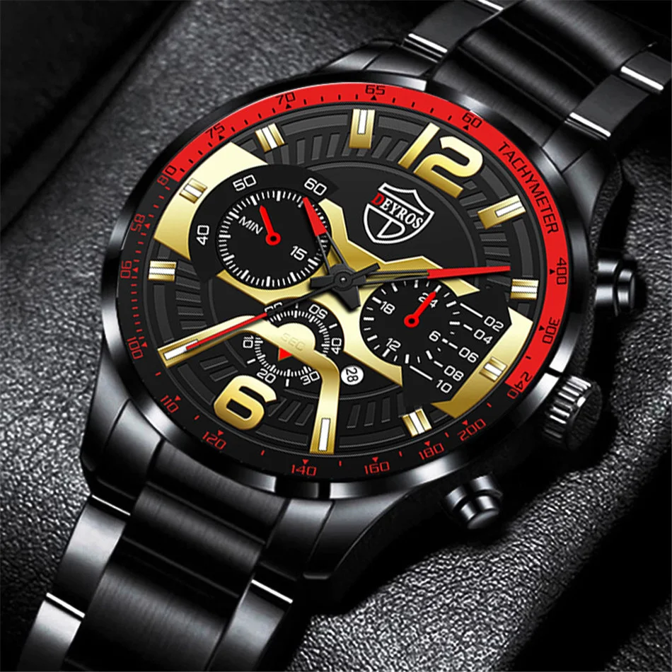 2022 Mens Fashion Watches Luxury Men Stainless Steel Quartz Wrist Watch Male Business Casual Gold Bracelets relogio masculino