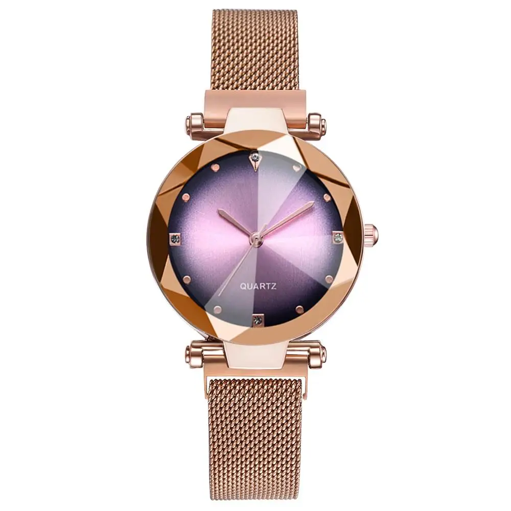 Роскошные Кварцевые часы с магнитной пряжкой, женские часы высокого качества на заказ, роскошные дизайнерские часы, Прямая поставка - Цвет: Rose Gold Pink