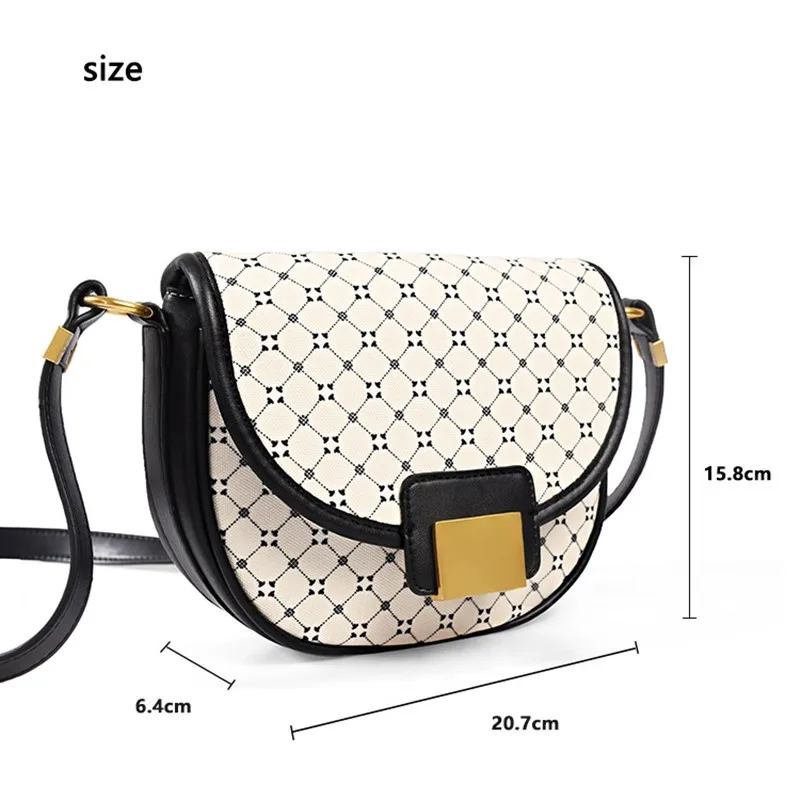 Fashion Geometric Printing Saddle Bag Women PU Leather Shoulder Messenger Bags Brand Design Luxury Handbags Girl Daily Purses
