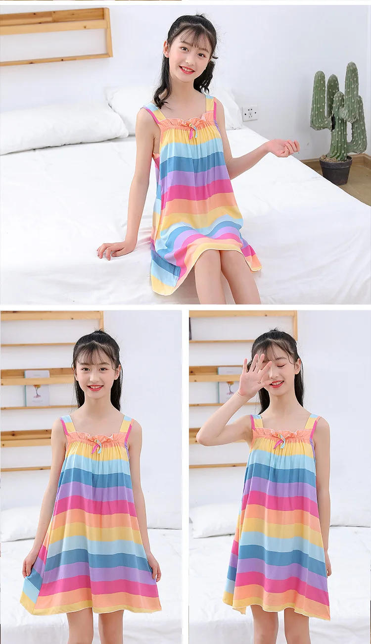 pajama sets cute	 New Summer Girls Sleep Dress Of Sleeveless Kids 2-12 Years Sleepwears Night Skirt Children Clothing Baby Cute Pajamas Nightdress cotton short pajama sets