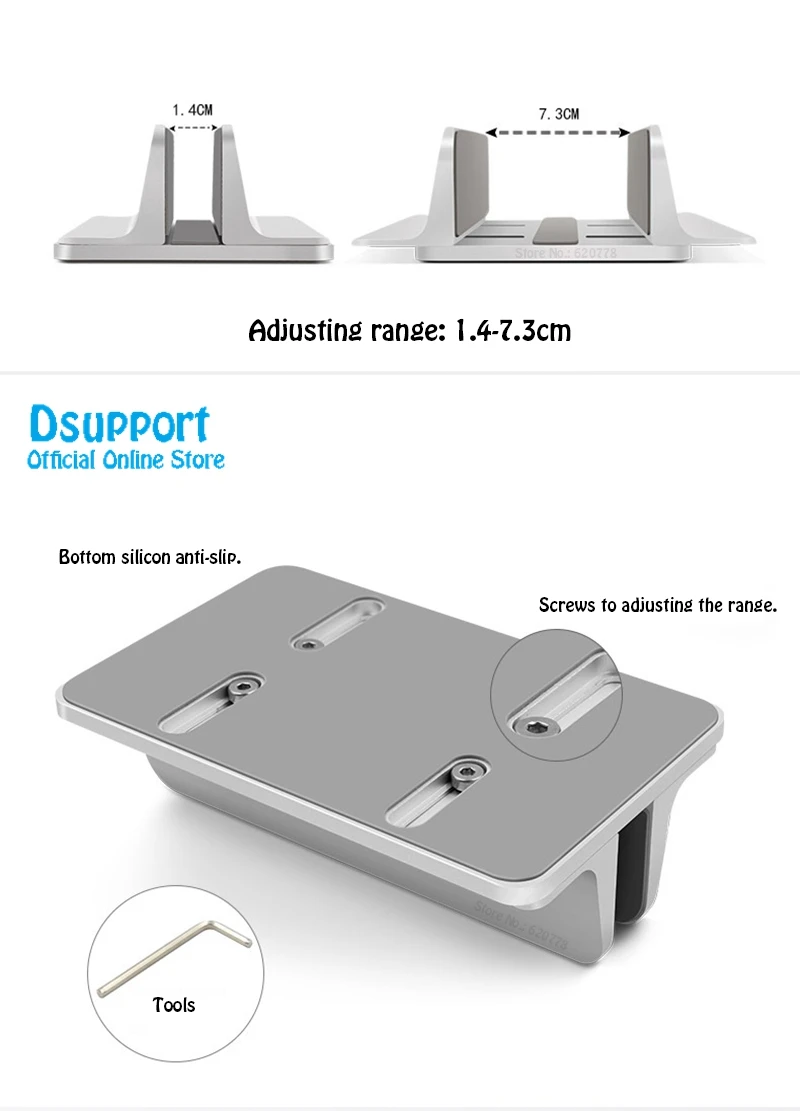 Вертикальная Регулируемая подставка для ноутбука алюминиевая Портативная подставка под ноутбук Поддержка База держатель для MacBook Pro Air аксессуар