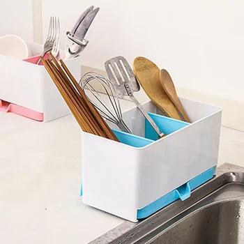 

Plastic Multifunctional Storage Box Rack Kitchen Spoon Chopsticks Fork Tableware Rack Drain Board Countertop Storage Box Tool