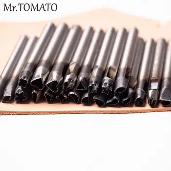 

High quality DIY leather craft tool 5 to 8 mm flower punch leather steel mixed design belt hole making tools pattern 22 shape