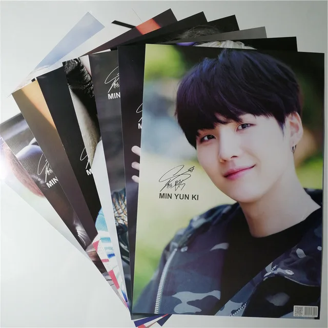 8*(42x29 см) Bangtan мальчики вокруг плакатов наклейки на стену подарок KPOP дропшиппинг плакаты Jung Kook V SUGA JIMIN RM JIN - Цвет: Черный