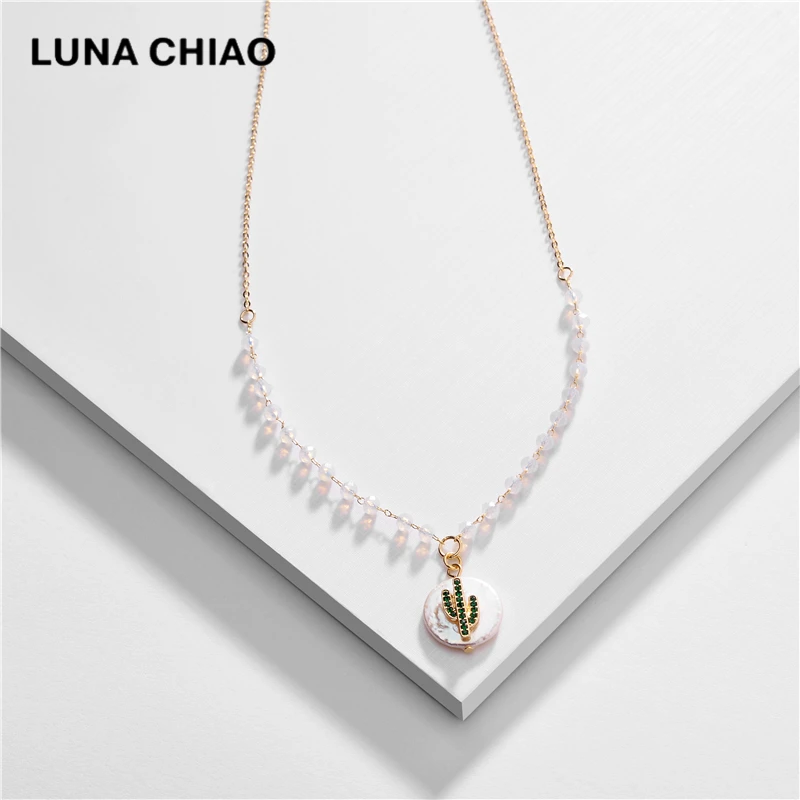 LUNA CHIAO модные ювелирные изделия Плоская Круглая жемчужная подвеска ожерелье