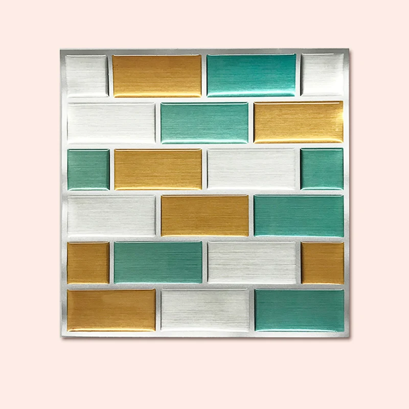 

Backsplash self-adhesive Mosaic Tile Wall decal Sticker DIY Kitchen Bathroom Home Decor Viny Peel mixed color20pcs