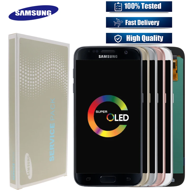 

New SUPER OLED 5.1'' LCD with Frame for SAMSUNG Galaxy S7 Display G930 G930F Touch Screen Digitizer with Service package