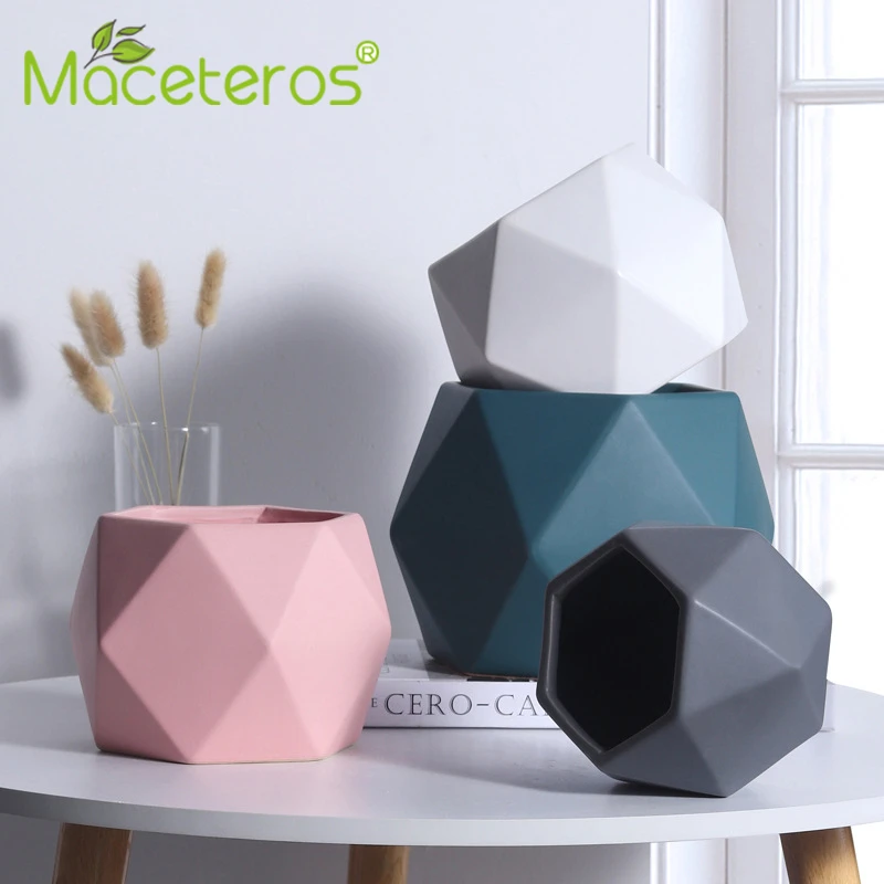 

Ceramic Flowerpot European Ornaments Living Room Geometric Decoration Large Flowerpot Water Culture Simple Nordic Living Room TV