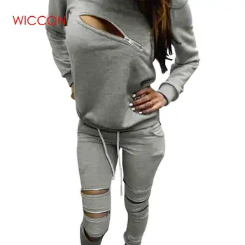 

Hoodies Sweatpants Women's Sets Casual 2 Pieces Women's Clothing 2020 Spring Tracksuits Sportswear Female Pullovers Zipper Hole