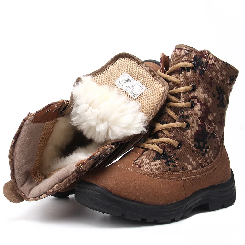 

Genuine Product Dispensed 07 Cold Weather Boots Northeast Men Camouflage Wool Military Hook Boots Cotton-padded Leather Shoes Th