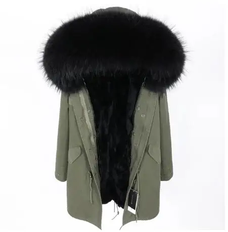 rabbit fur liner7 Мужская зимняя куртка натуральный большой енот меховой воротник с капюшоном куртка с натуральным кроличьим мехом подкладка пальто толстый помпон из натурального меха пальто - Цвет: rabbit fur liner7