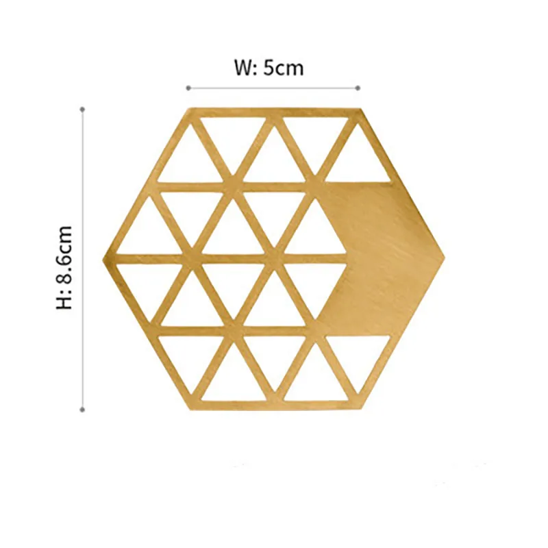Скандинавский полый латунный подстаканник, аксессуар для стола, Ретро Круглый/шестигранный подстаканник - Цвет: 1