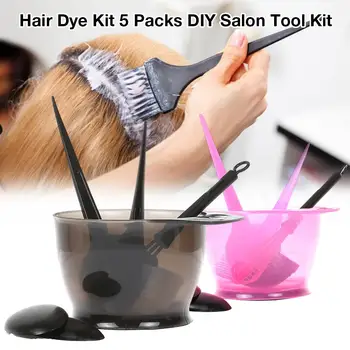 

5pcs Hair Color Dye Bowl Comb Brushes Tool Kit Set Tint Coloring Dye Bowl Comb Brush Twin High Quality Headed Brushes Set
