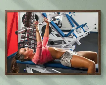 

0029J Barbell Power Training Fitness Bodybuilding Women Sexy Beautiful Strong Wall Sticker Silk Poster Art Home Decoration