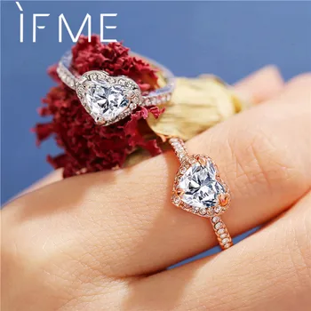 

IF ME Trendy Classic Gold Sliver Color Crystal Rings for Woman Charm Lovely Heart Ring Lady Wedding Anniversary Jewelry Dropship