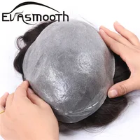 Peau mince 0.03mm cheveux naturels hommes toupet cheveux humains hommes perruque systèmes de remplacement pièce de cheveux prothèse capillaire Hombre hommes perruques 4