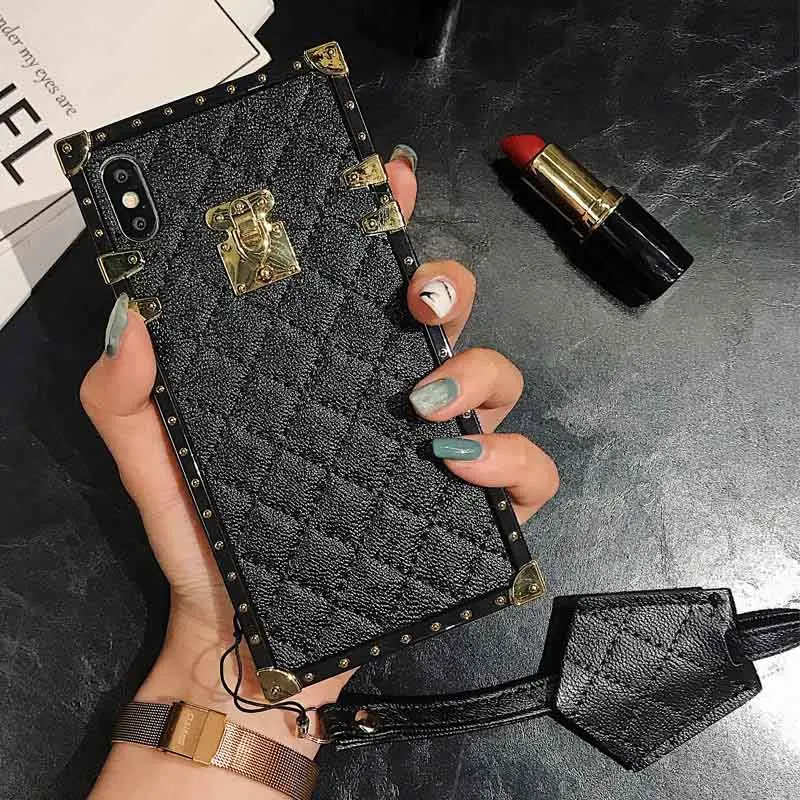 Кожаный чехол из овчины для Samsung S20 Plus S9 S10 S8 Note 20 Ultra 10 Grid Square Cover iphone 12 11 Pro MAX X XS XR 6S 7