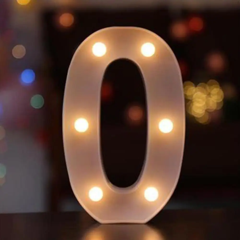 zero Белый A-Z буквенные огни 0-9 цифры буквы номер Ночник для домашнего декора пластиковый настенный светильник белый пластиковый фестиваль 17 сентября - Цвет: zero