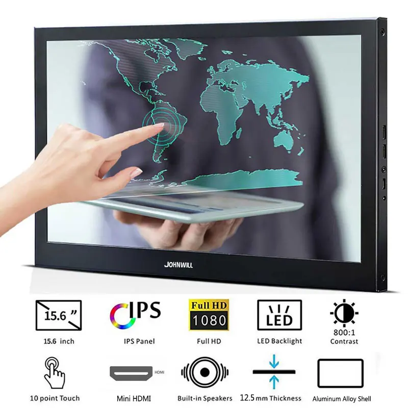 Portable monitor 15.6 inch Touch screen HD lcd HDMI USB display for Computer PC PS4 x360 1080P IPS