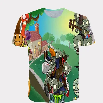 

4~14 Years Plants vs. Zombies 3D Print Baby Boys T Shirt Summer New Children Kids Boy's Shorts Sleeve Clothes Boys Tops Tees