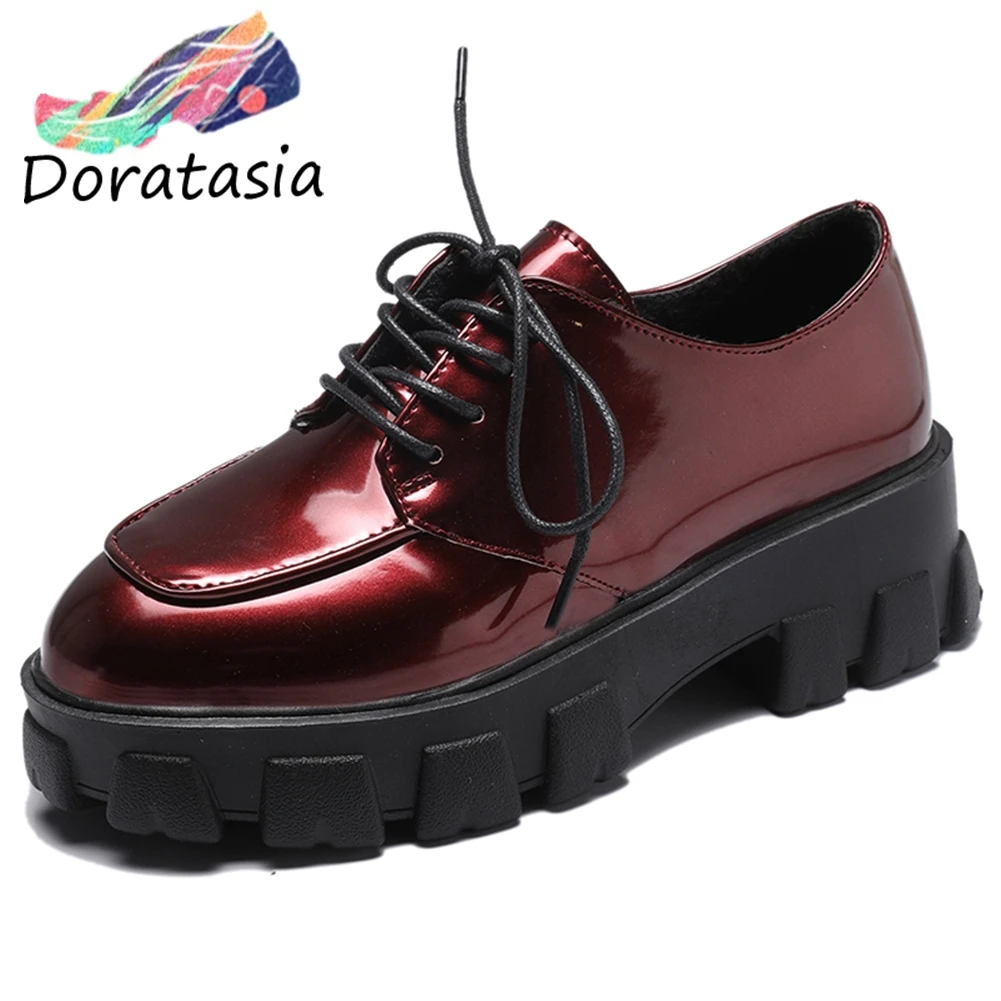 

RIBETRINI Brand Design Girl Fashion Lace Up Platform Pumps Chunky Heels Pumps Women Spring Autumn Casual Ol Shoes Woman