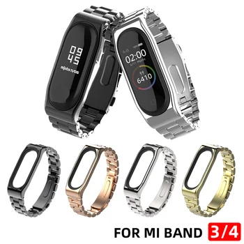 

Stainless steel wrist strap for xiaomi mi band 3 4 metal watch band smart bracelet miband 3 belt replaceable watch straps mi 4
