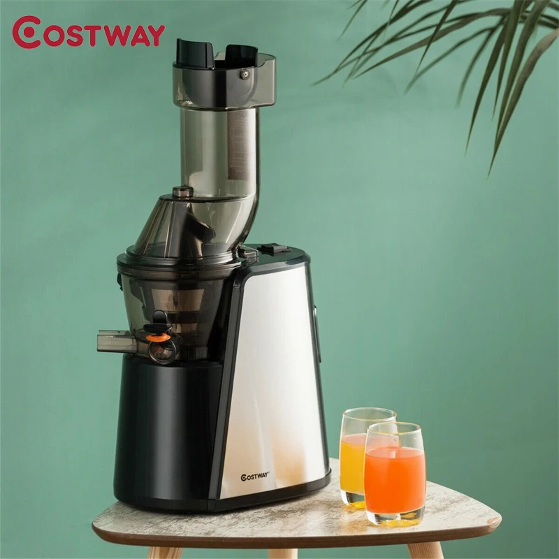 

Costway Slow Stainless Steel Wide Chute Masticating Juicer Cold Press Extractor Waterproof Switch Stainless Steel Juicer EP24001