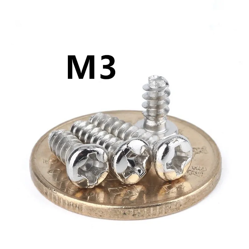 

500PCS M3x4/5/6/8/10/12/16mm PB Nickel-plated Cross Round Head Flat Tail Self-tapping Screw