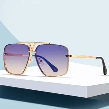 

Fashion Designer Sunglasses Men 2020 Luxury Brand Pilot Sun Glasses Male Gold Metal Gradient Vintage Shades Sunglass UV400