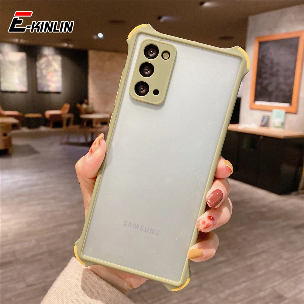 Shockproof Armor Matte Back Cover For Samsung Galaxy M02s M31s M01s Translucent Anti-Fall Soft Candy Color Phone Case kawaii samsung phone cases