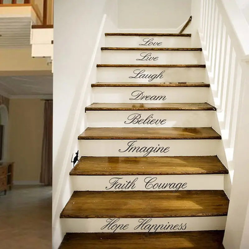 Stair Riser Stickers Ten Inspiration Words Wall Quotes Vinyl Decals