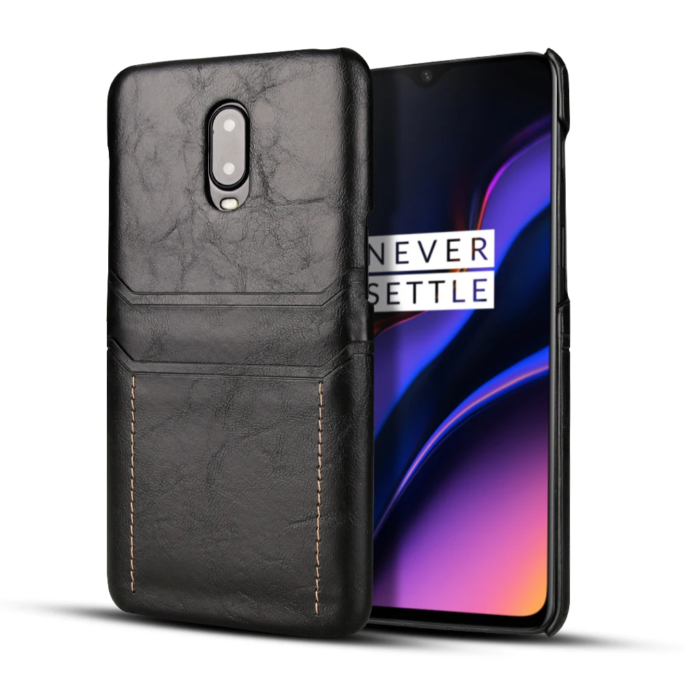 Black Слот для карт чехол для мобильного телефона Oneplus 6T 7 Pro из искусственной кожи чехол-бумажник чехол Fundas для Oneplus 1+ 7 Pro Oneplus 1+ 6T Shcokrpoof PC задняя крышка чехол Capa - Цвет: Black