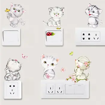 

3 Sets Cat Theme Stickers Cute Switch Stickers Adorable Wall Decals PVC Decorative Pasters for Wall Cups Phone